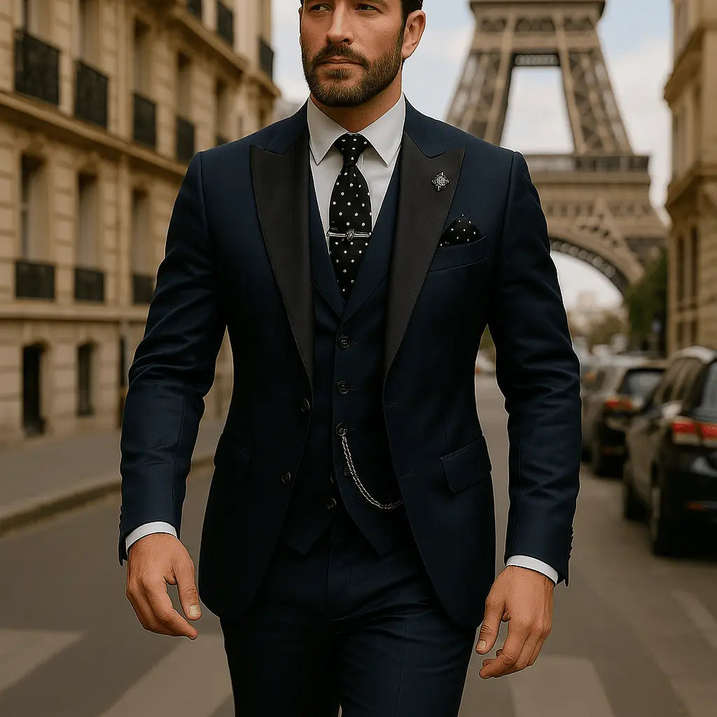 Men’s Slim Fit 3‑Piece Suit – Blazer, Waistcoat & Trousers Set
