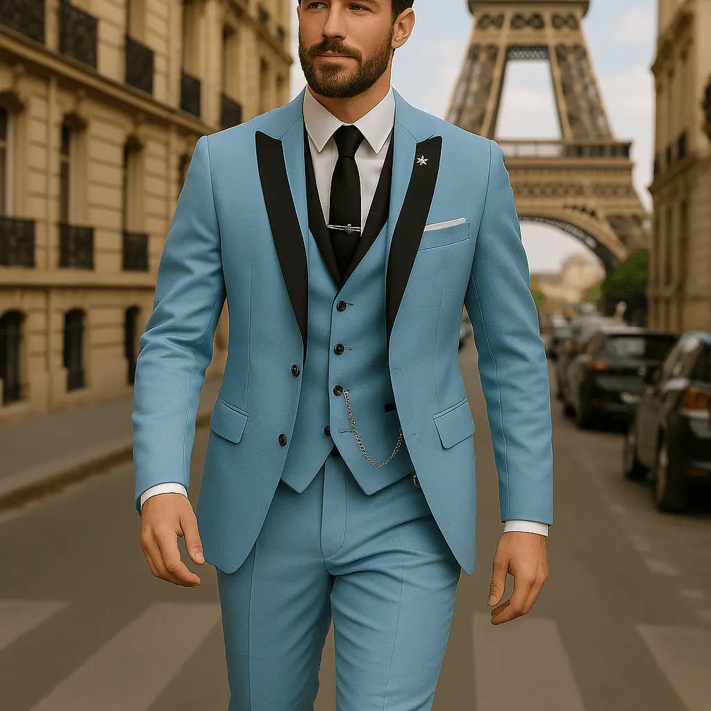 Men’s Slim Fit 3‑Piece Suit – Blazer, Waistcoat & Trousers Set