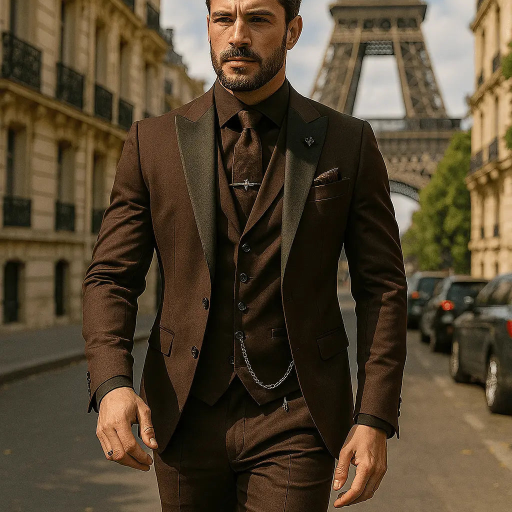 Men’s Slim Fit 3‑Piece Suit – Blazer, Waistcoat & Trousers Set