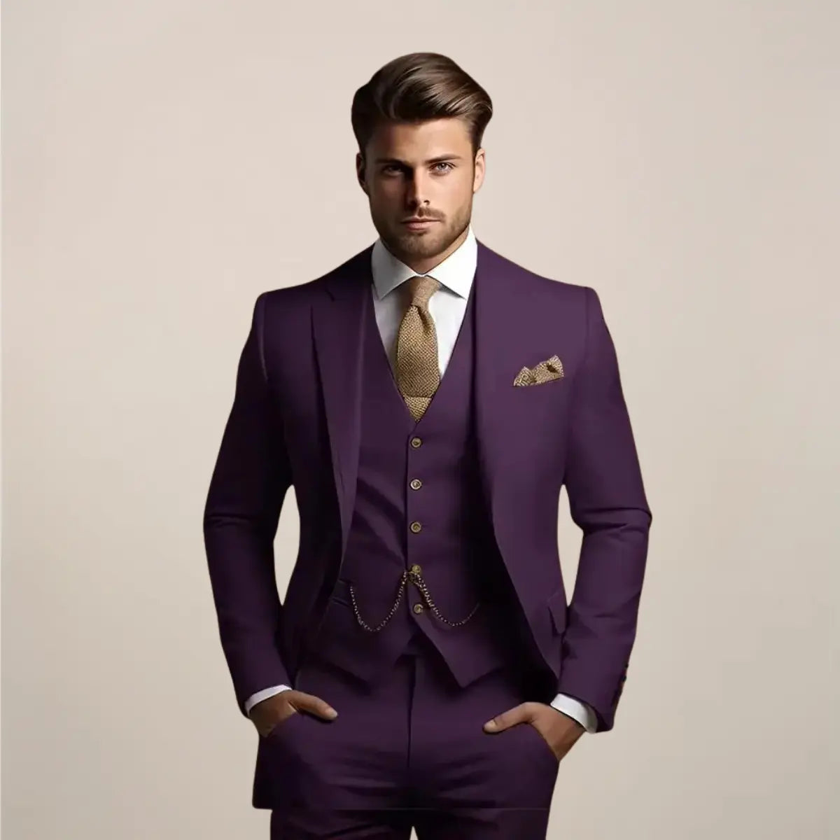 Men’s Slim Fit 3‑Piece Suit – Wedding Tuxedo