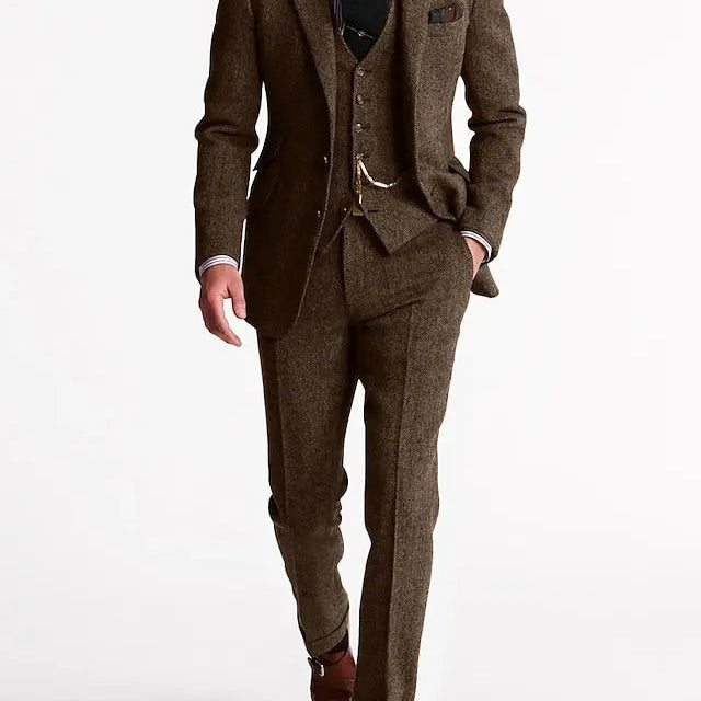 Men’s 3-Piece Tuxedo – Classic Tweed Tailored Suit