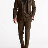 Men's Slim Fit Checked Three Piece Suit