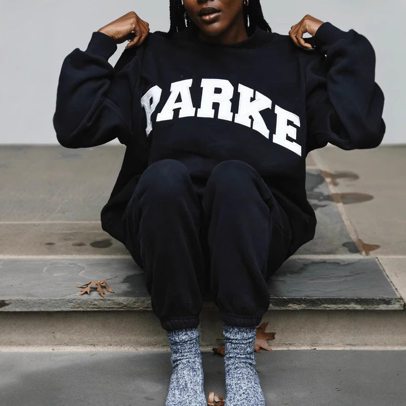 Oversized Varsity Graphic Mock Neck Drop Shoulder Sweatshirt