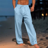 Men's Lightweight White Relaxed Fit Drawstring Trousers