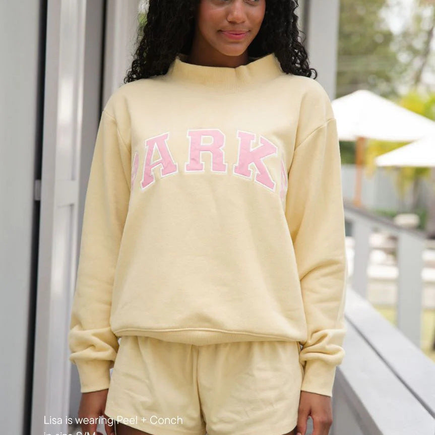 Oversized Varsity Graphic Mock Neck Drop Shoulder Sweatshirt