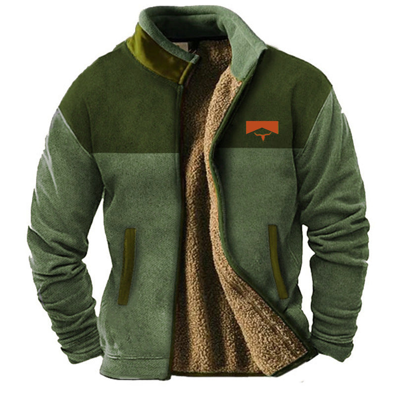 Men's Pattern Sleeve Fleece Zip Jacket