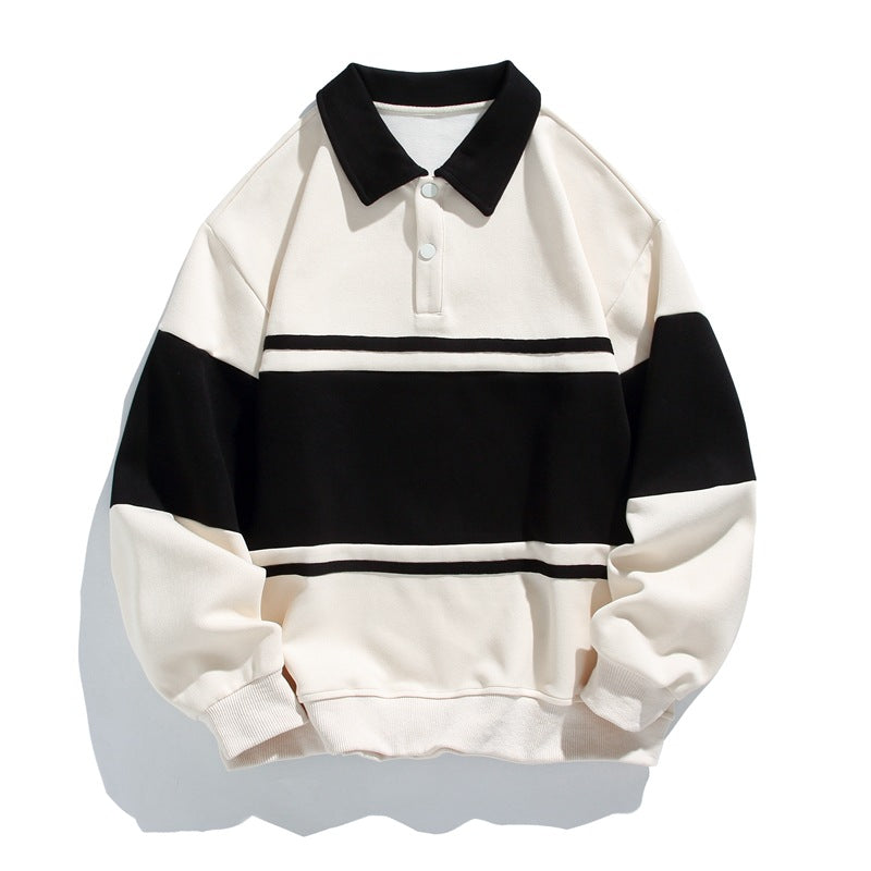 Men's Colour Block Polo Collar Sweatshirt