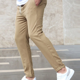 Men's Grey Slim Fit Drawstring Trousers