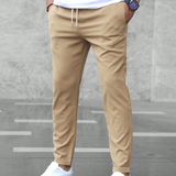 Men's Grey Slim Fit Drawstring Trousers