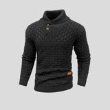 Men's High-Neck Cotton Bamboo Blend Knit Sweater