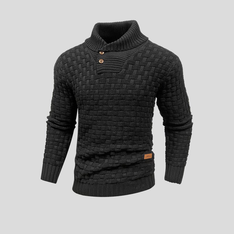 Men's High-Neck Cotton Bamboo Blend Knit Sweater
