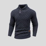 Men's High-Neck Cotton Bamboo Blend Knit Sweater