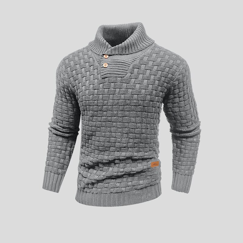 Men's High-Neck Cotton Bamboo Blend Knit Sweater