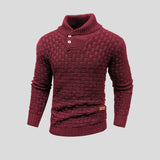 Men's High-Neck Cotton Bamboo Blend Knit Sweater