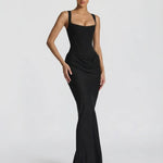 Women's Corset Maxi Dress with Draped Skirt