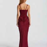Women's Corset Maxi Dress with Draped Skirt