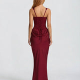 Women's Corset Maxi Dress with Draped Skirt