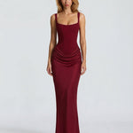 Women's Corset Maxi Dress with Draped Skirt