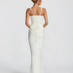 Women's Corset Maxi Dress with Draped Skirt