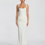 Women's Corset Maxi Dress with Draped Skirt