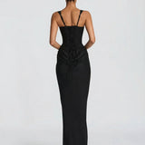 Women's Corset Maxi Dress with Draped Skirt