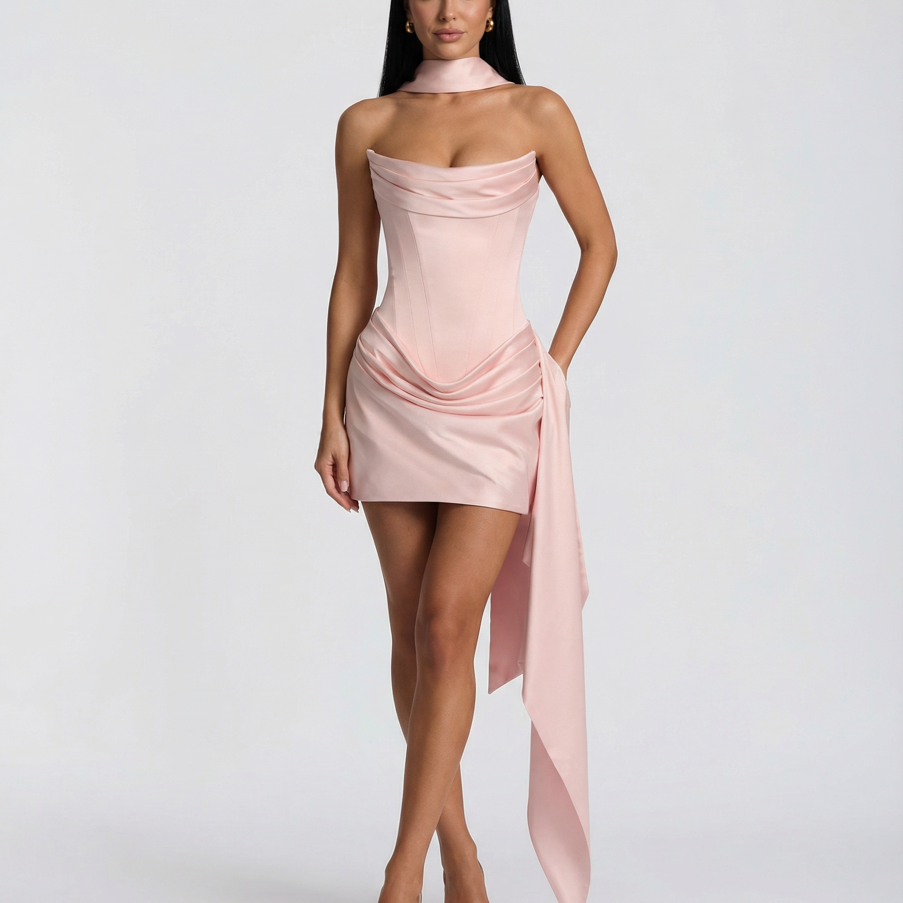 Women's Strapless Lace Corset Mini Dress