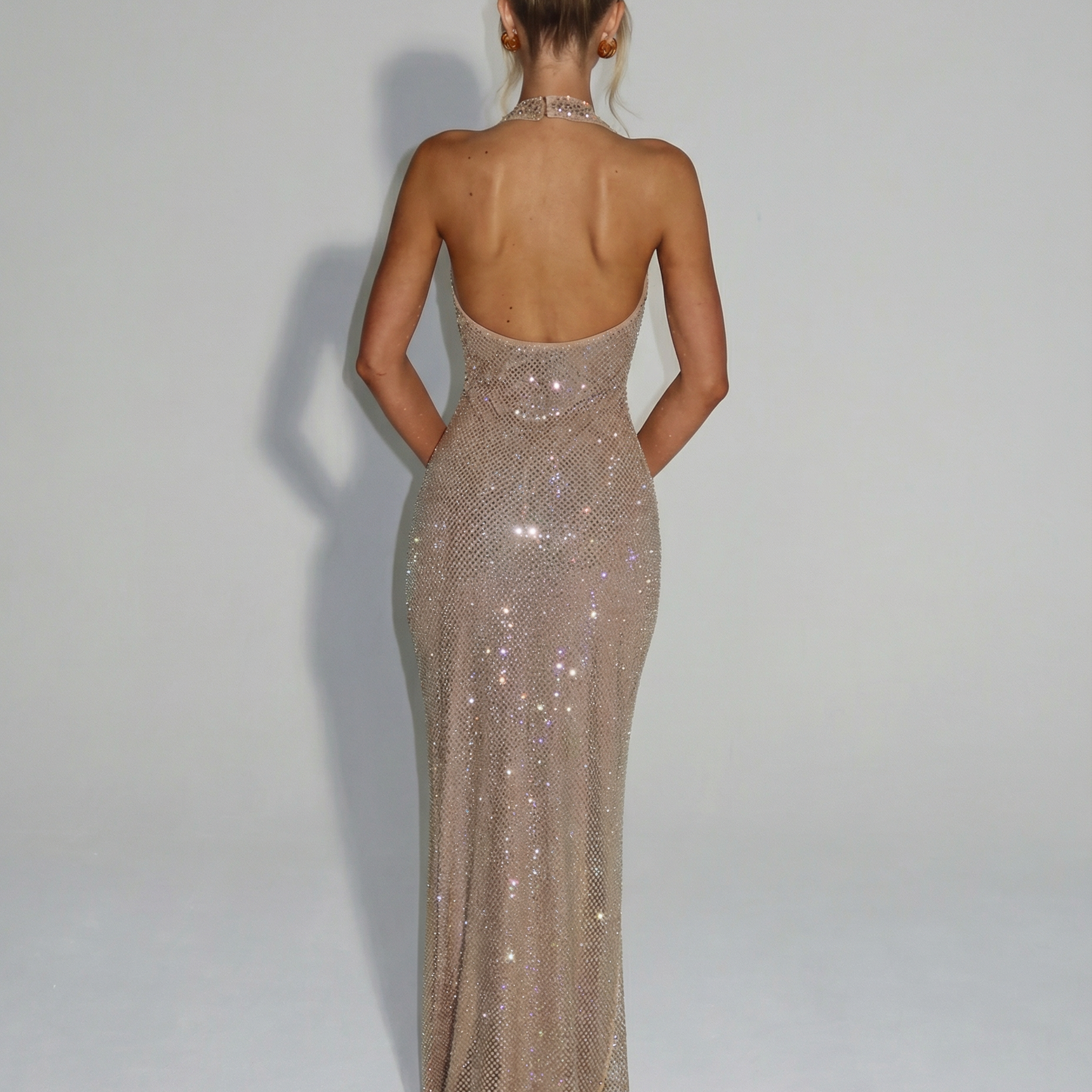 Women's Sequin Halter Maxi Dress