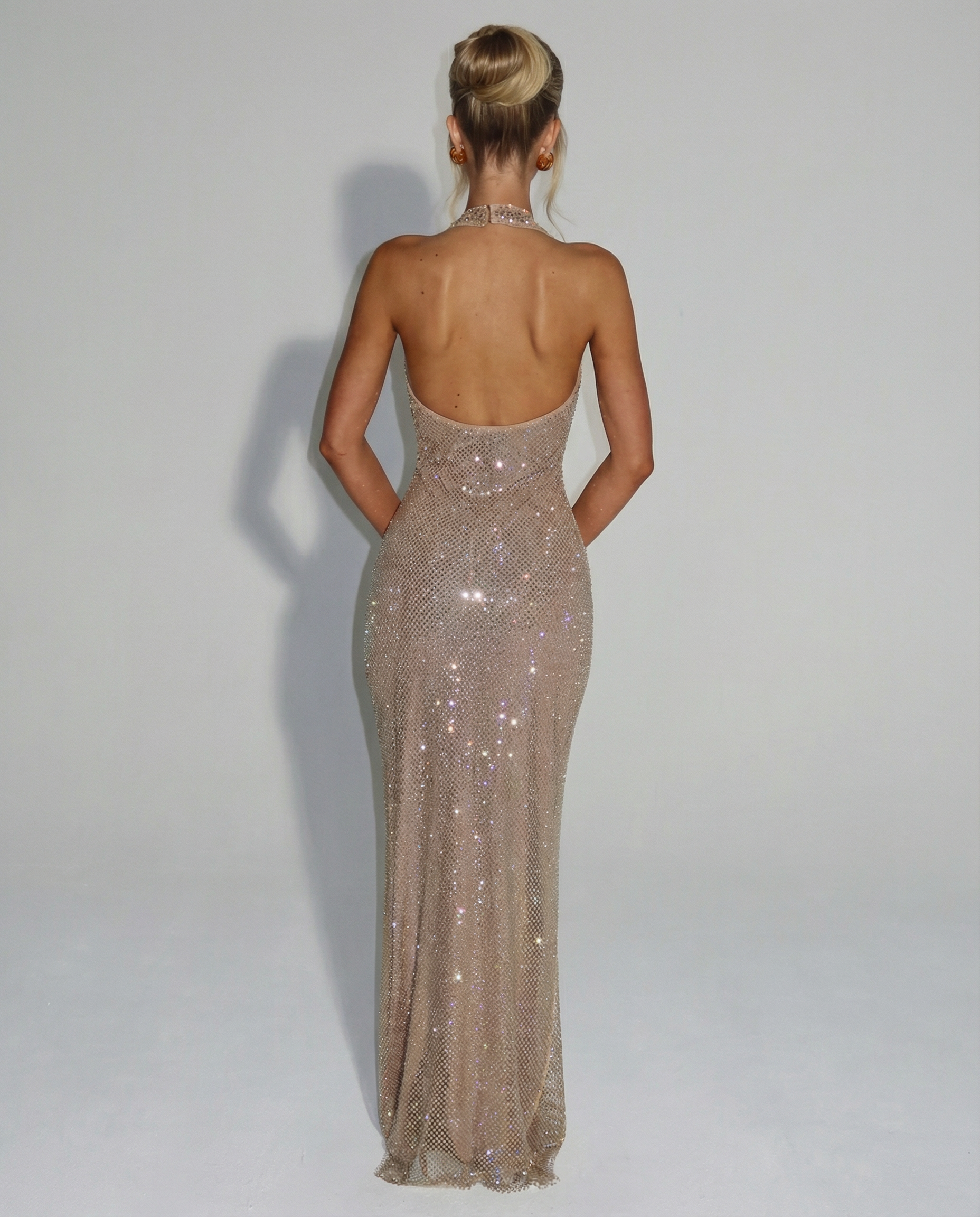 Women's Sequin Halter Maxi Dress