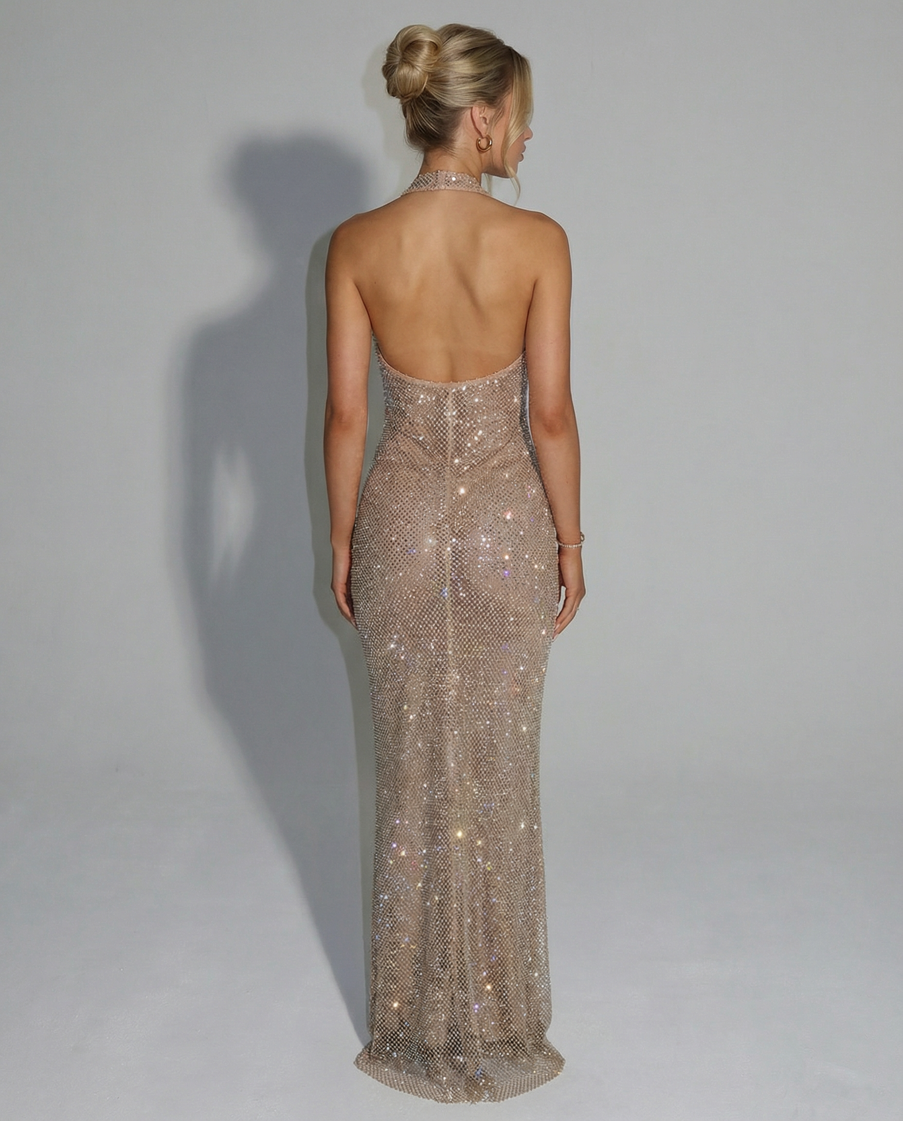 Women's Sequin Halter Maxi Dress