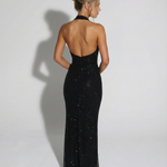 Women's Sequin Halter Maxi Dress