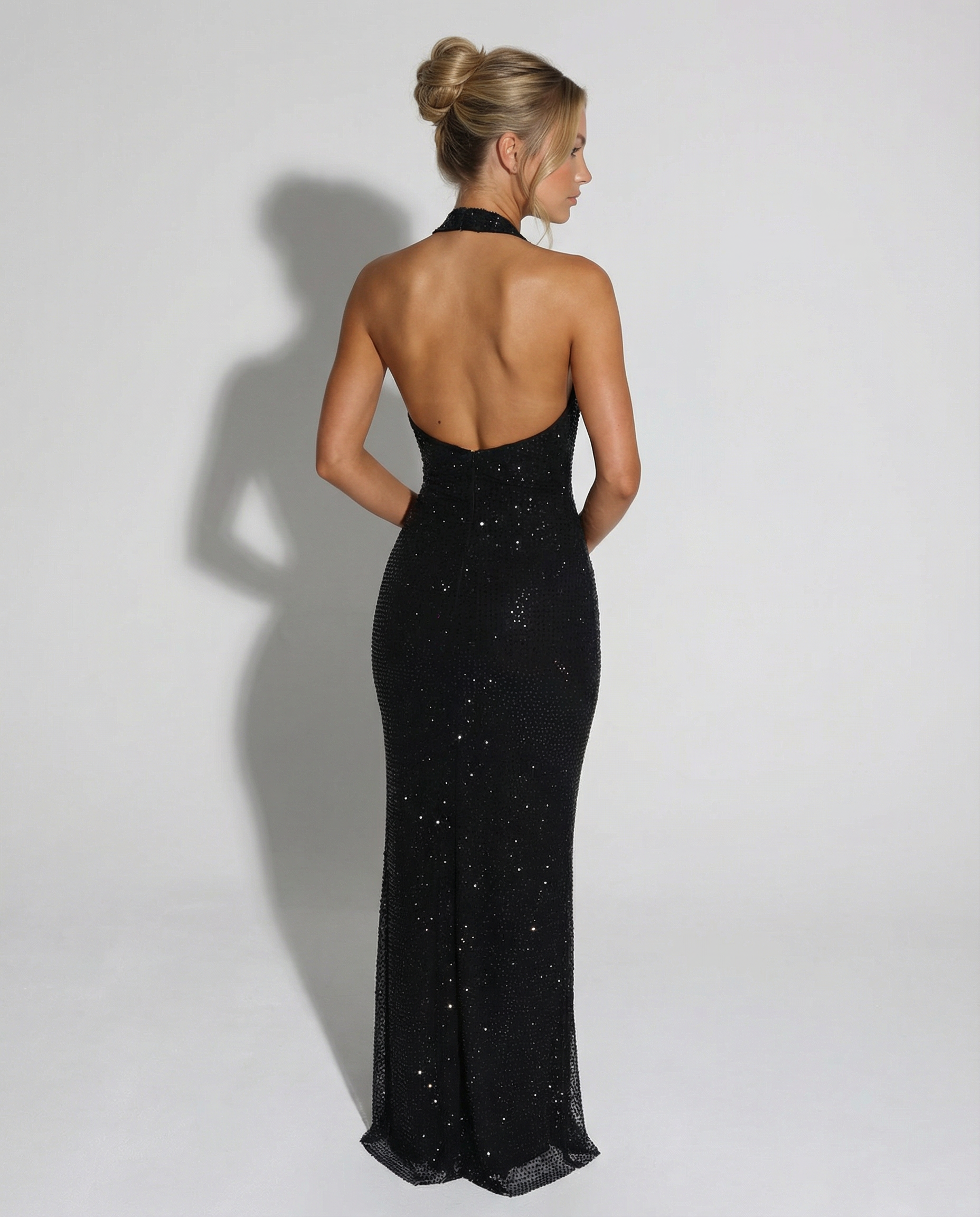 Women's Sequin Halter Maxi Dress