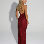 Women's Sequin Halter Maxi Dress