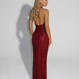 Women's Sequin Halter Maxi Dress