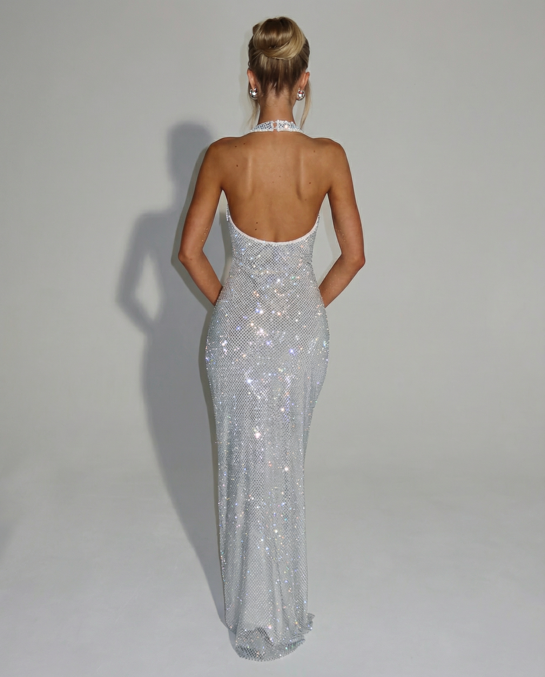 Women's Sequin Halter Maxi Dress