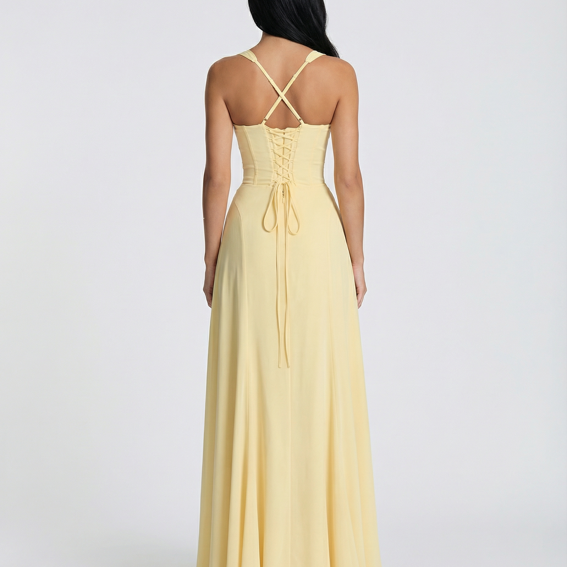 Women's Corset Maxi Dress with Lace-Up Back