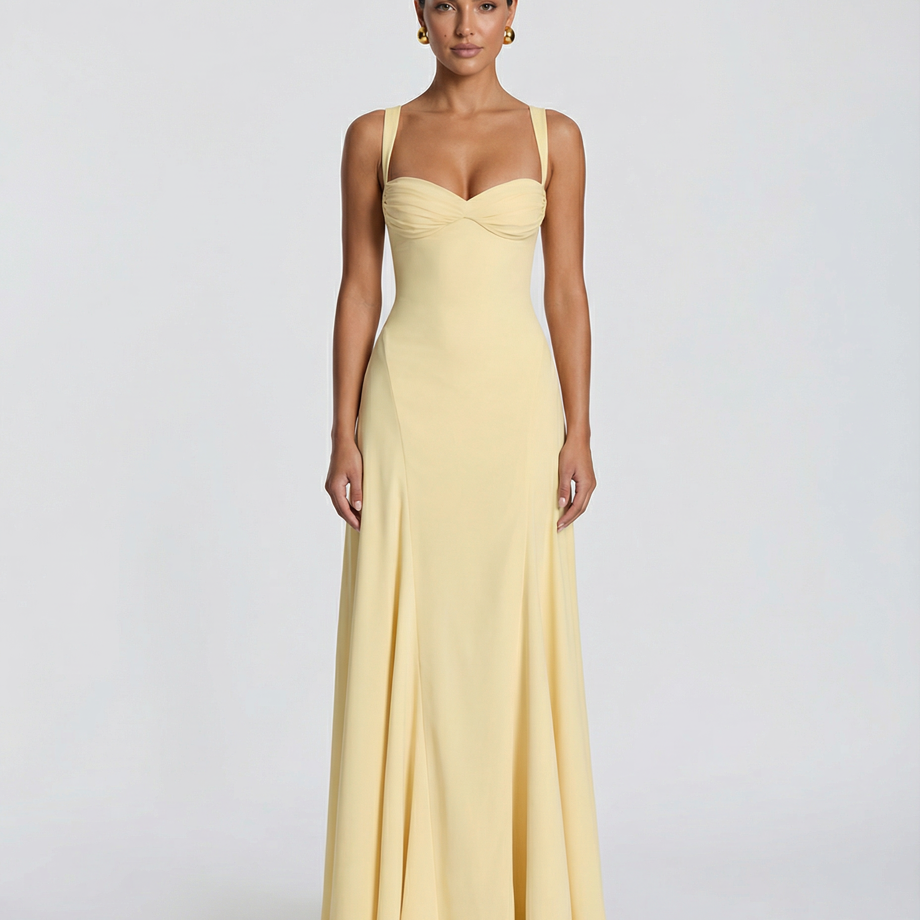 Women's Corset Maxi Dress with Lace-Up Back