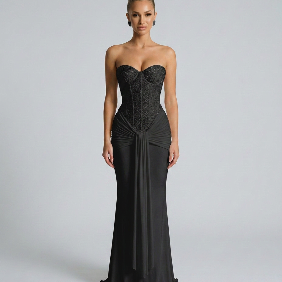 Women's Strapless Sequin Maxi Dress