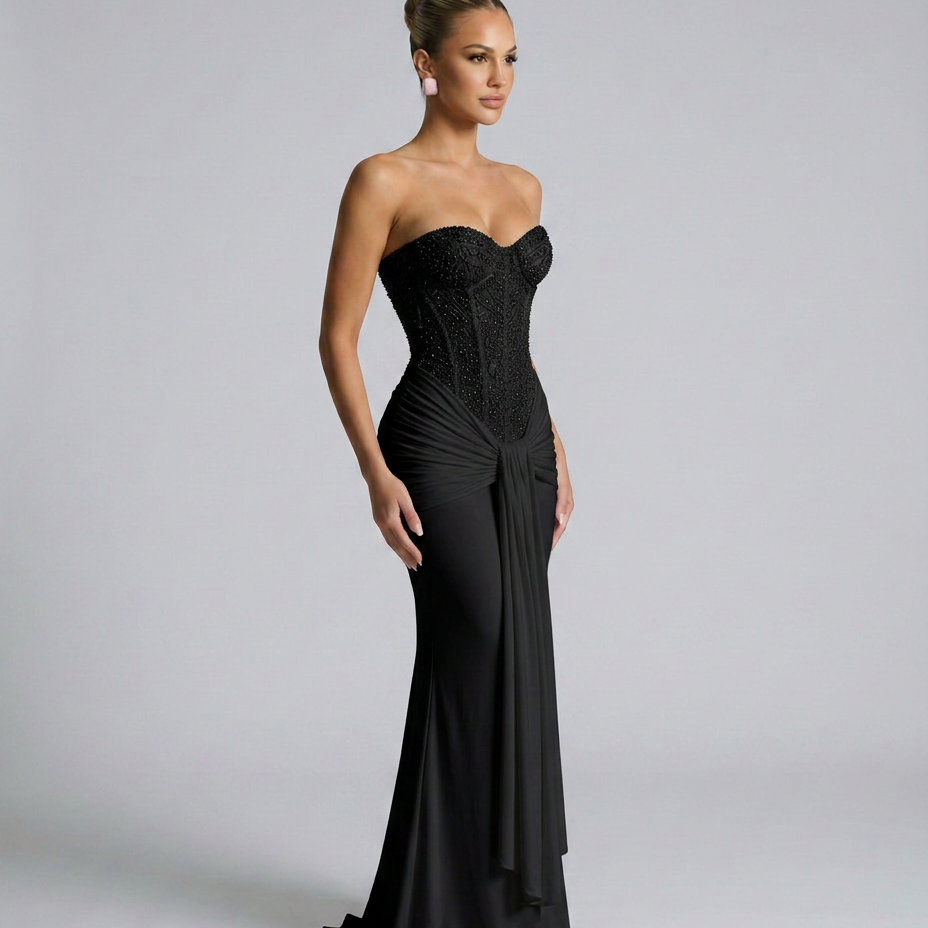 Women's Strapless Sequin Maxi Dress