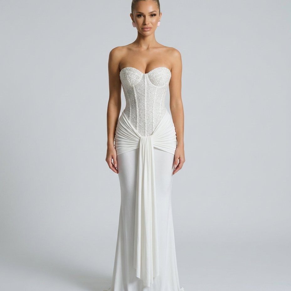 Women's Strapless Sequin Maxi Dress