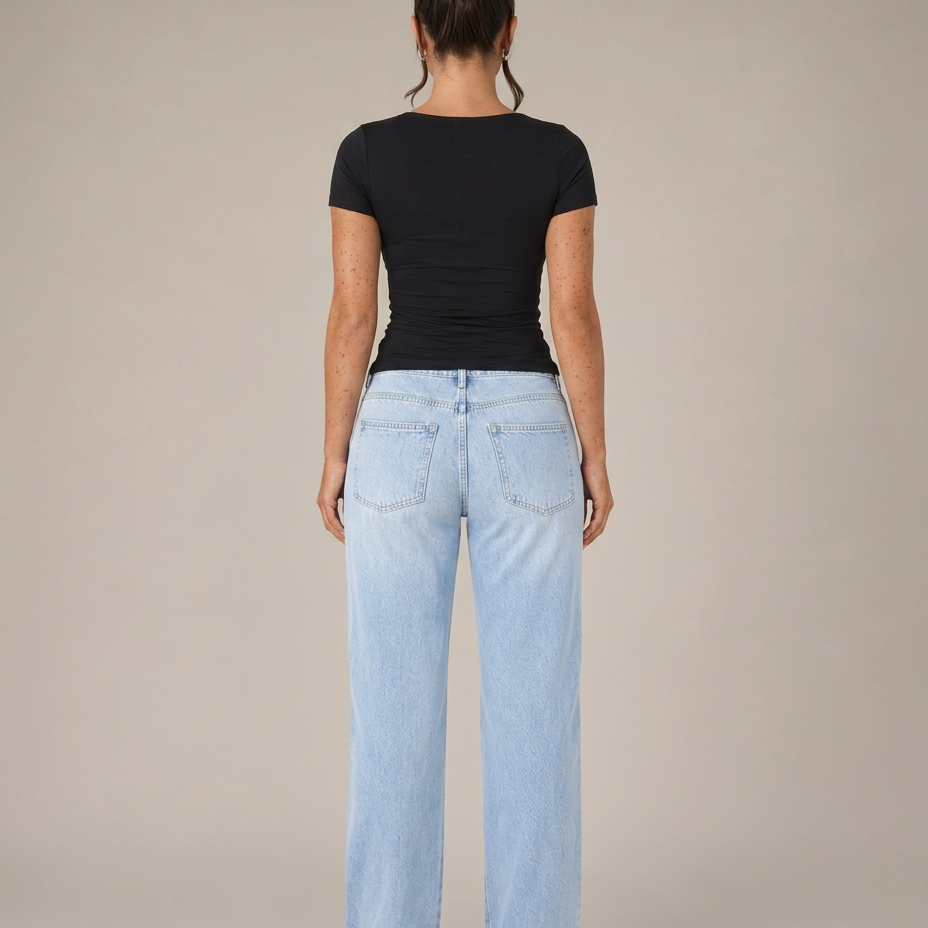 Women's Wide U-Neck Cropped T-Shirt
