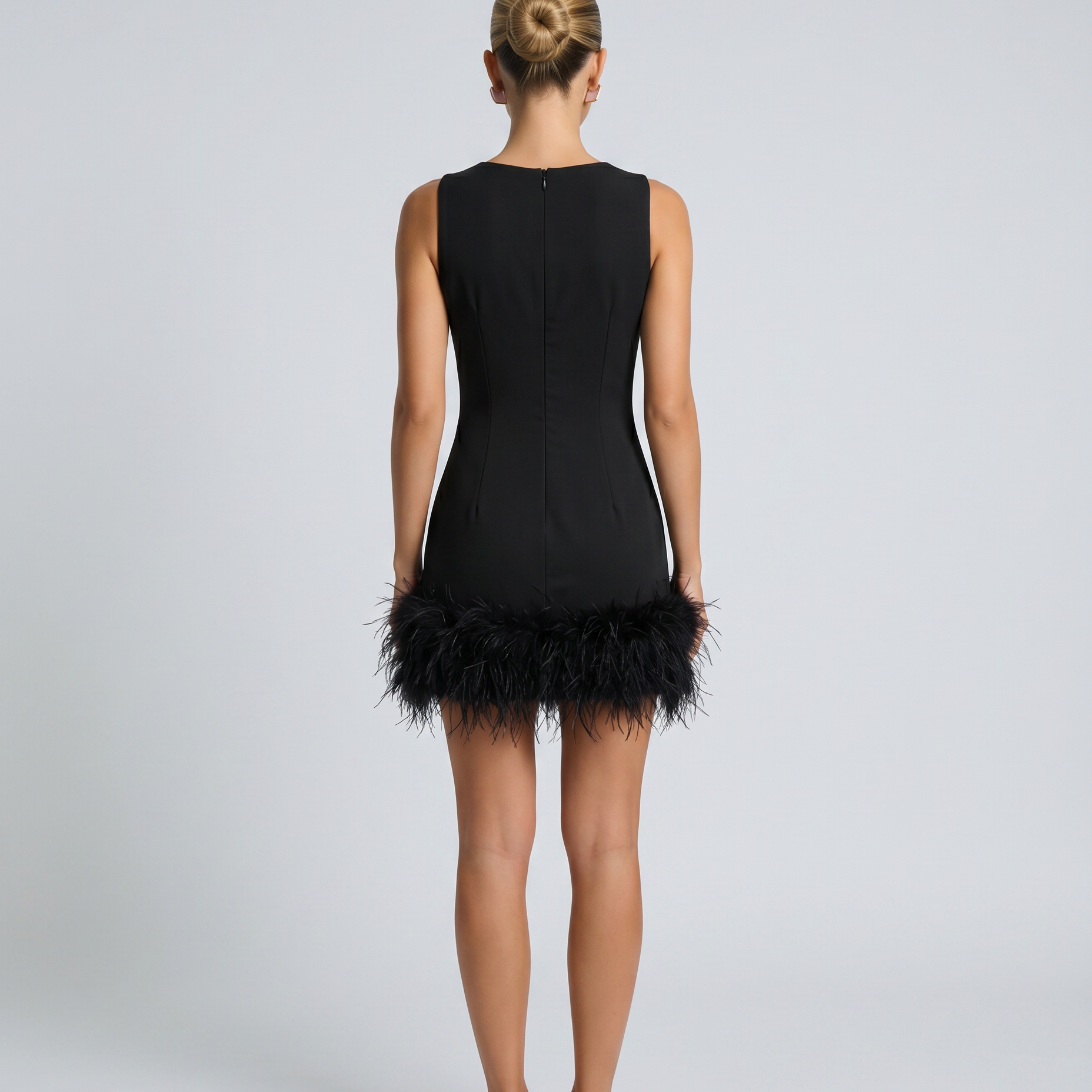 Women's Mini Dress with Feather Hem