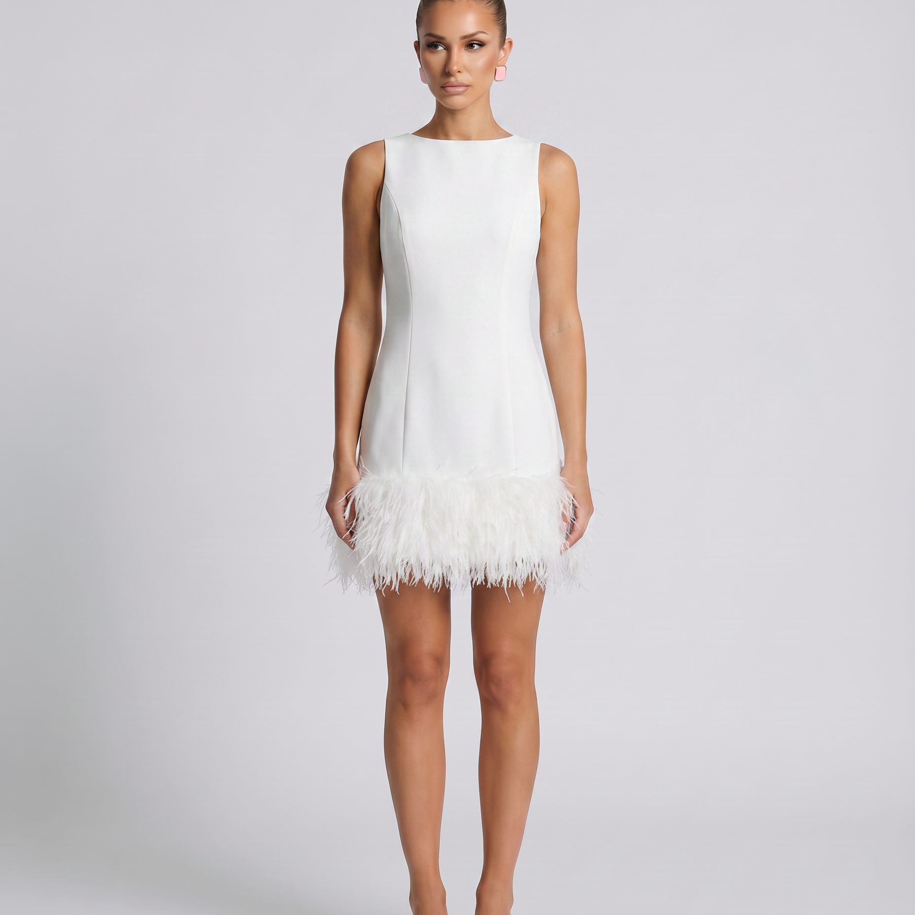 Women's Mini Dress with Feather Hem