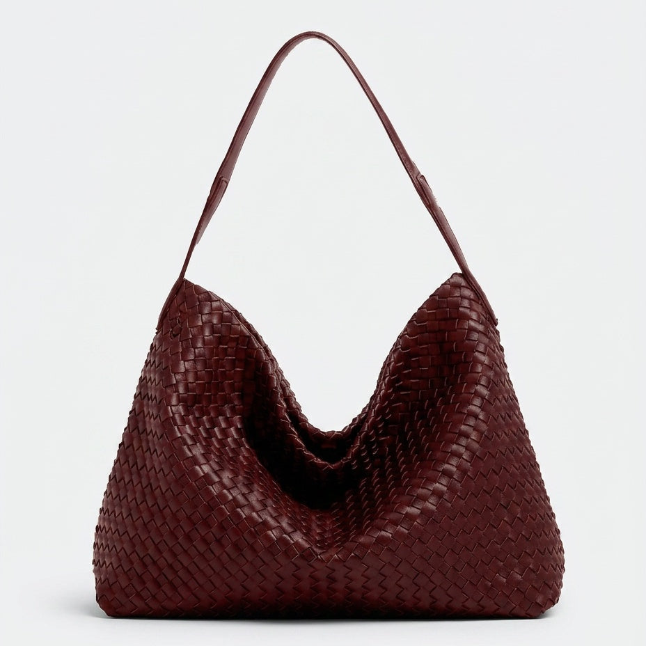 Women's Woven Vegan Leather Tote Bag