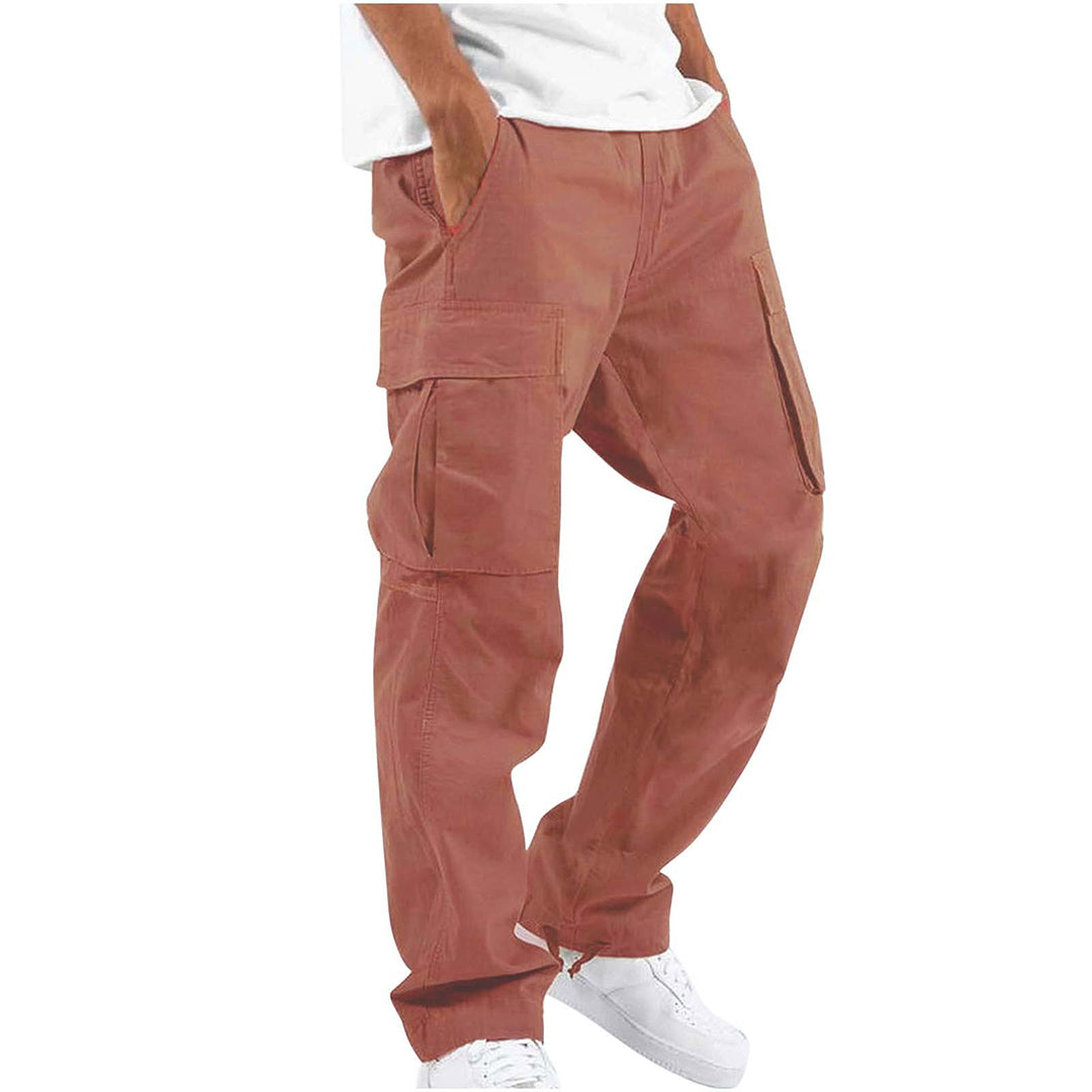 Men's Relaxed Fit Cotton Cargo Trousers with Drawstring
