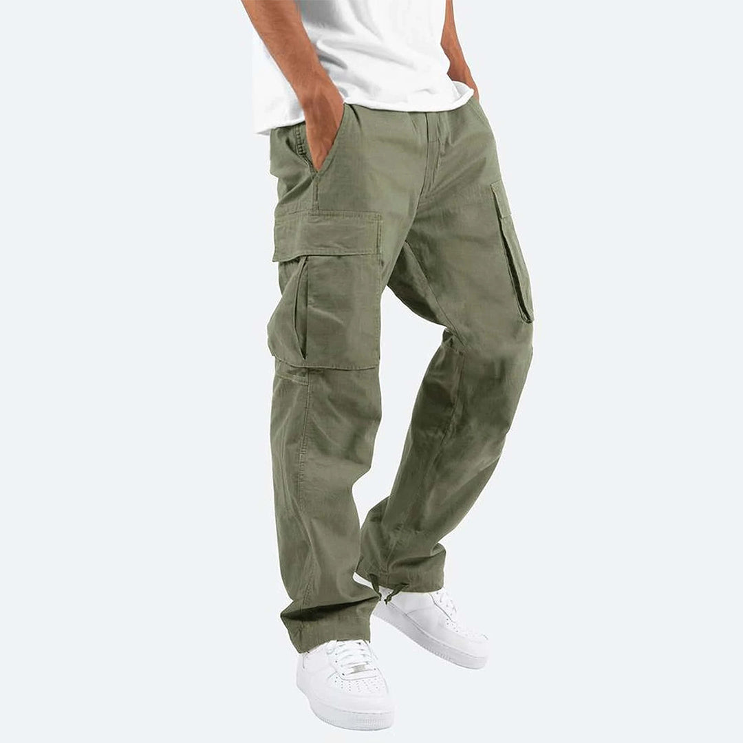 Men's Relaxed Fit Cotton Cargo Trousers with Drawstring