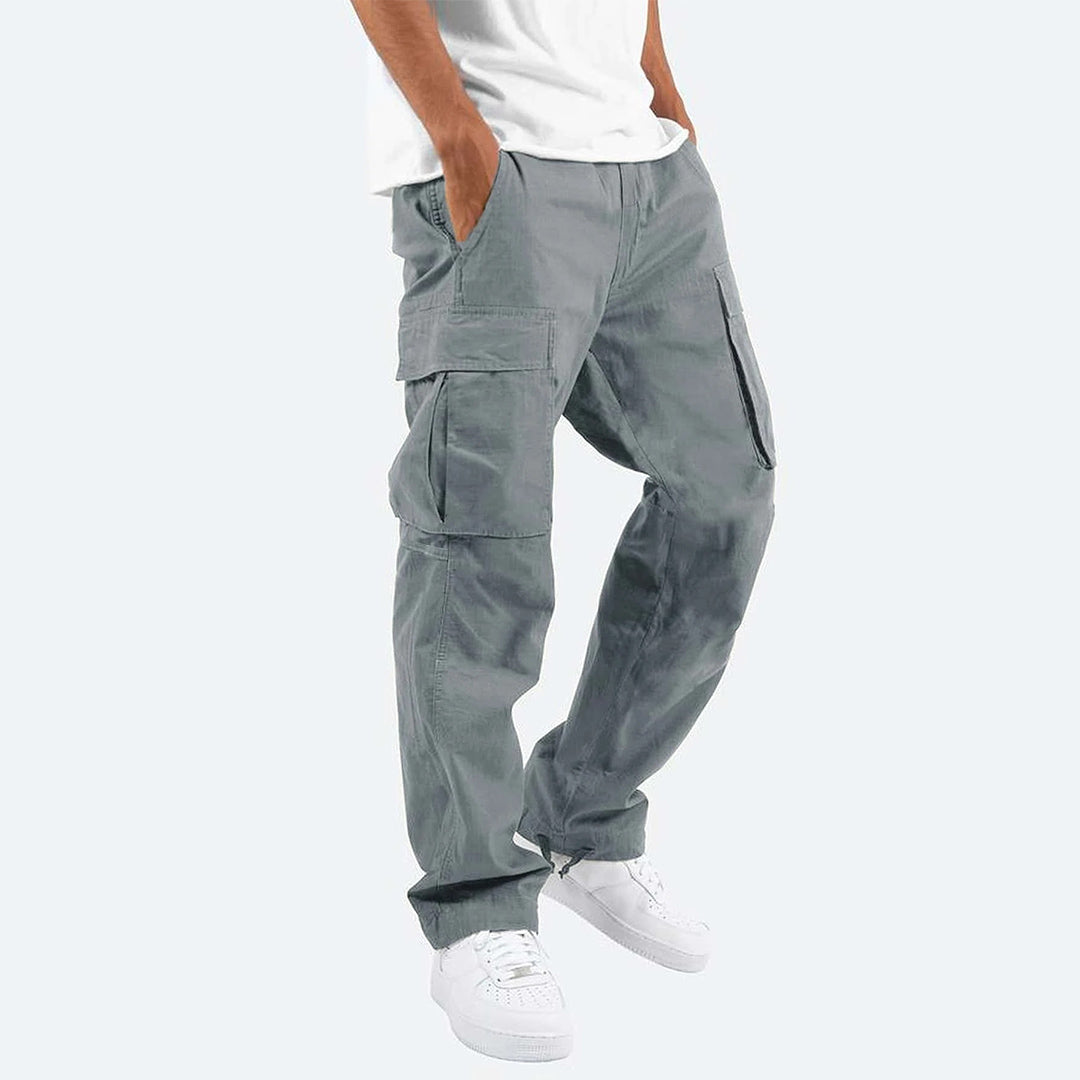Men's Relaxed Fit Cotton Cargo Trousers with Drawstring