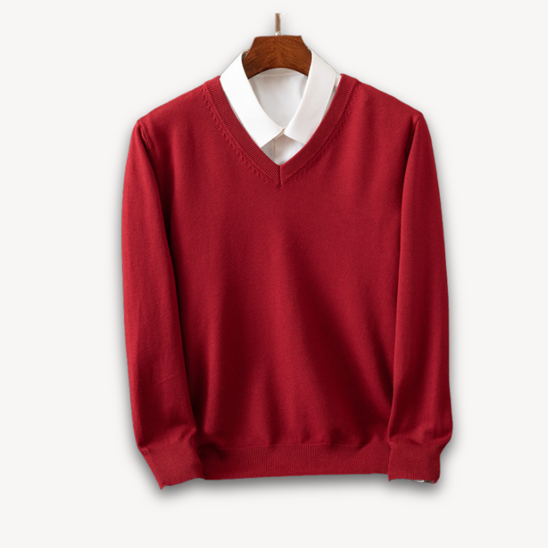 Men's V-Neck Fine Knit Sweater