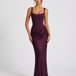 Women's Corset Maxi Dress with Draped Skirt