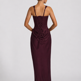Women's Corset Maxi Dress with Draped Skirt