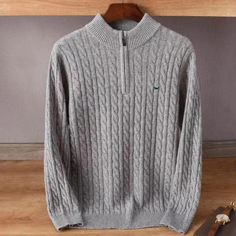 Men's Cable Knit Quarter Zip Sweater
